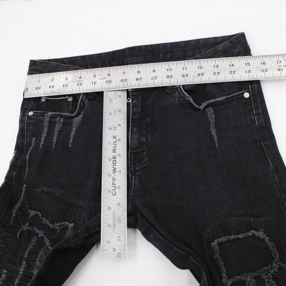 Represent Jeans Mens 30 Repairer Selvedge Vintage Black Ankle Zip Distressed - Picture 8 of 15